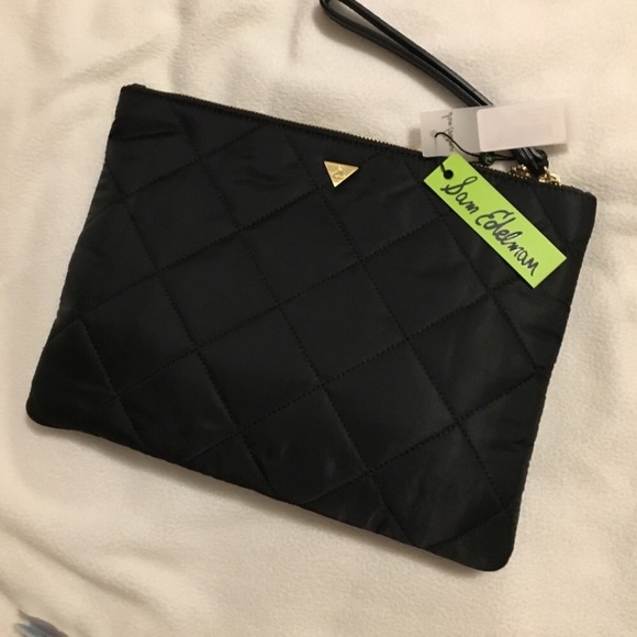 NWT Sam Edelman | Carly Black Nylon LOVE Clutch - Picture 3 of 5